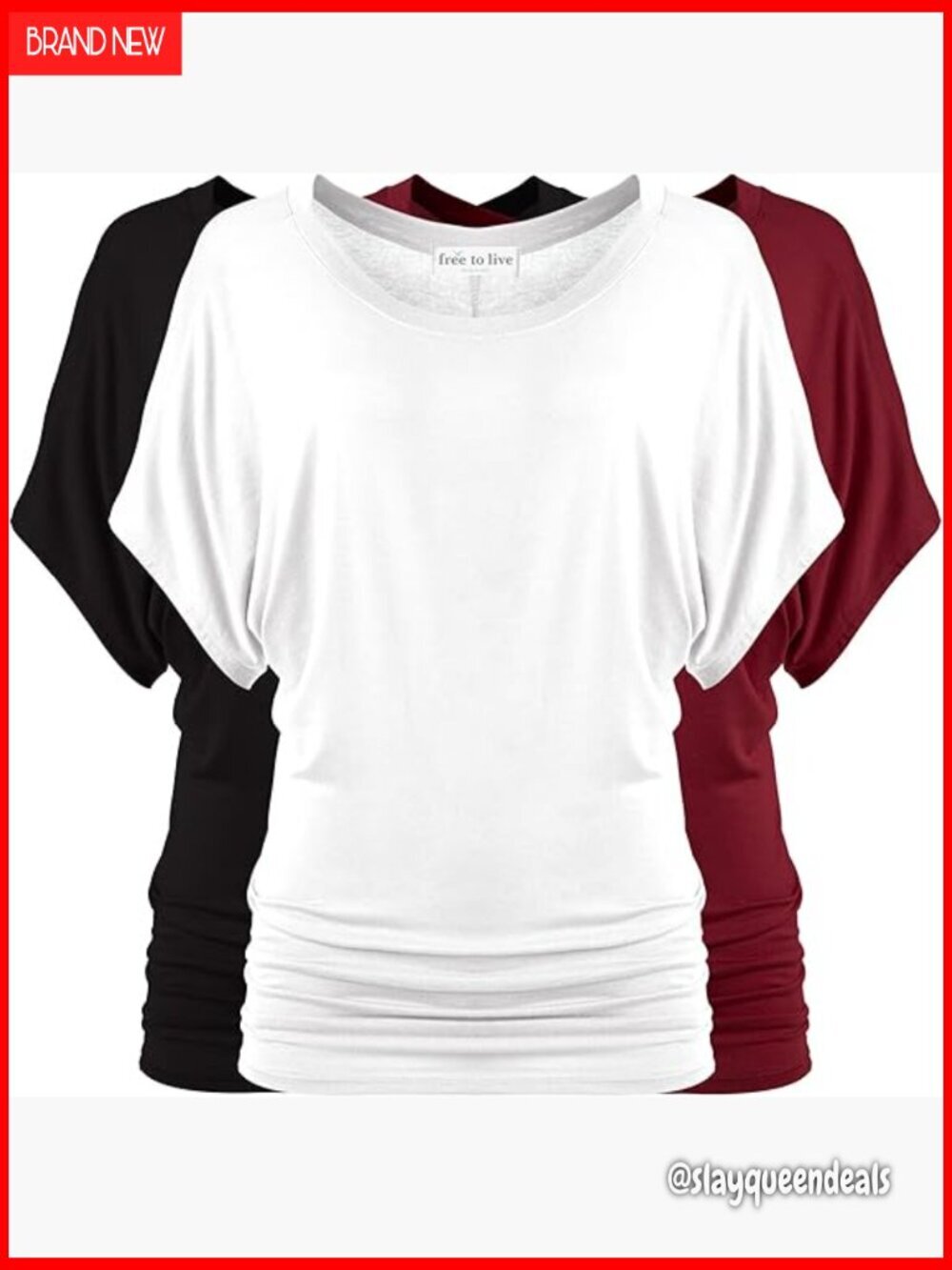 3 Pack Dolman Sleeve Tunic Tops Business Casual Rayon Blouses Women